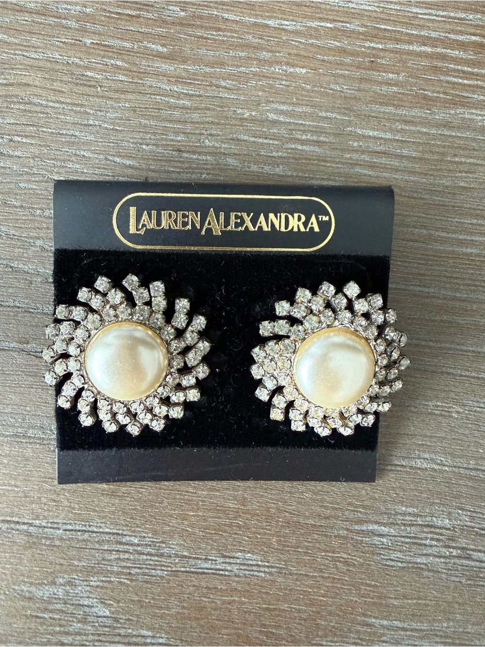 Lauren Alexandra Cream Pearl & Silver Crystal Sunburst Earrings